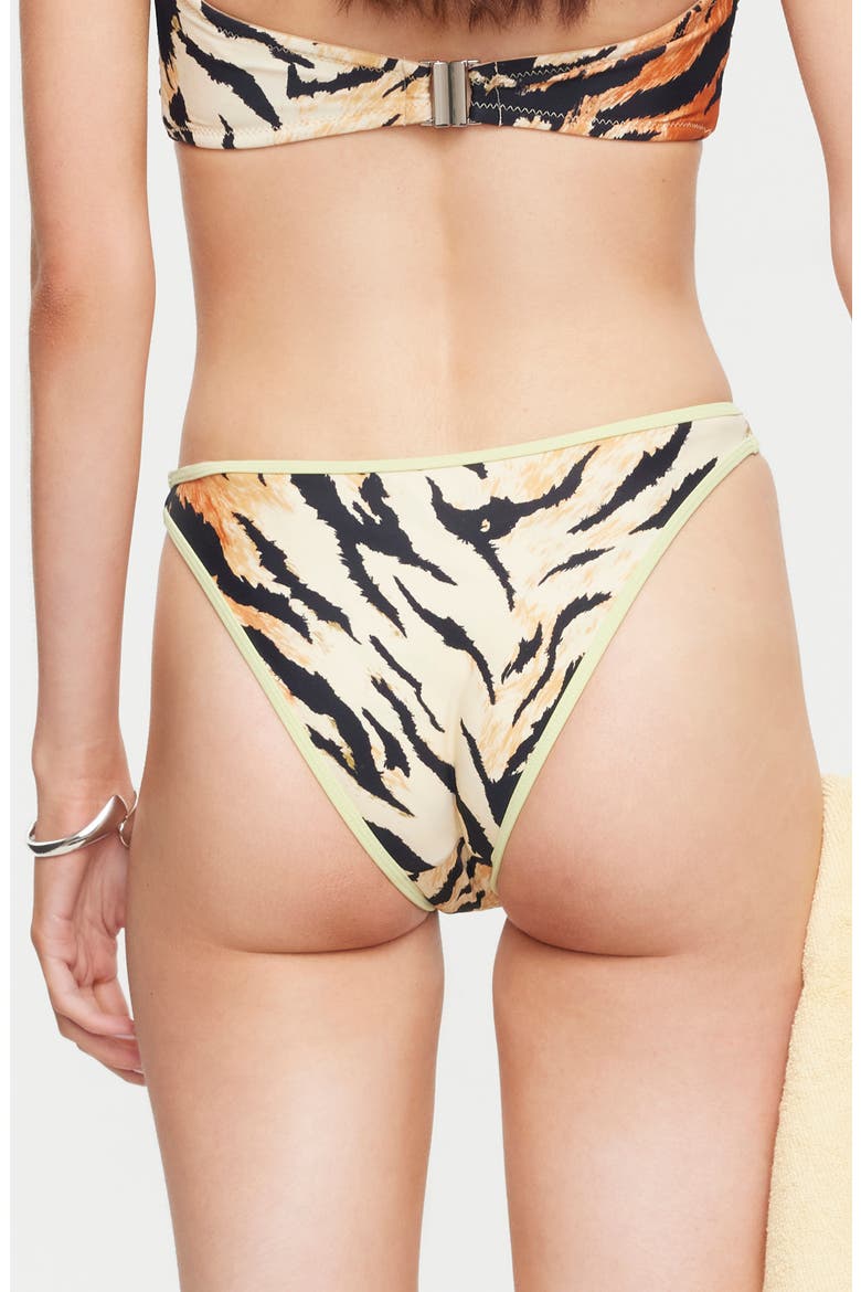Bella Tiger Print High Cut Cheeky Bikini Briefs, Alternate, color, TIGER
