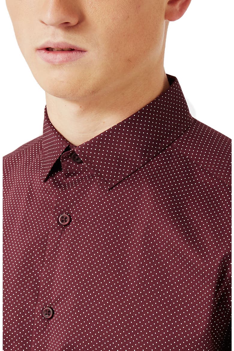 Dot Dress Shirt, Alternate, color, BURGUNDY