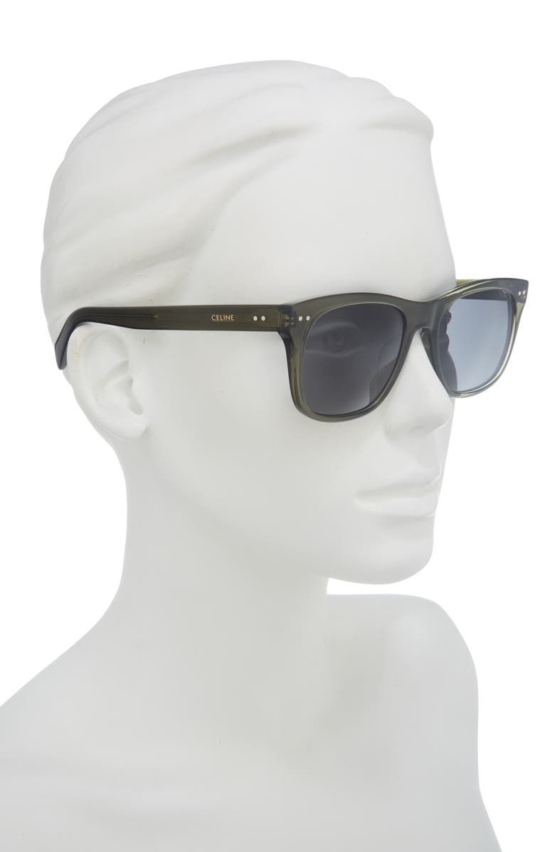 CELINE Triomphe 54mm Square Sunglasses, Alternate, color, Shiny Dark Green / Smoke
