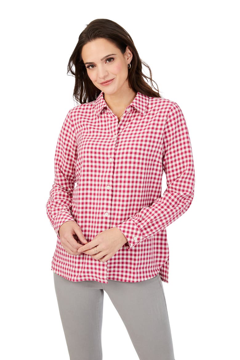 Harris Gingham Stretch Shirt, Alternate, color, PINK ROSATO