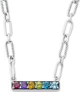 SAMUEL B. Sterling Silver Semiprecious Stone Bar Pendant Necklace
