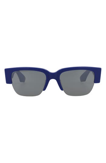 Alexander Mcqueen Mcqueen 54mm Rectangle Sunglasses In Blue Blue Silver