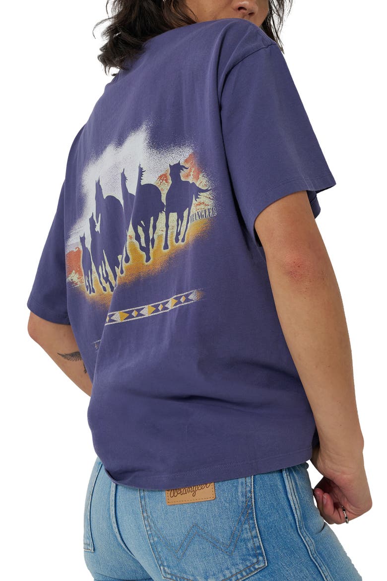 Horses Oversize Cotton Graphic T-Shirt, Alternate, color, ASTRAL AURA