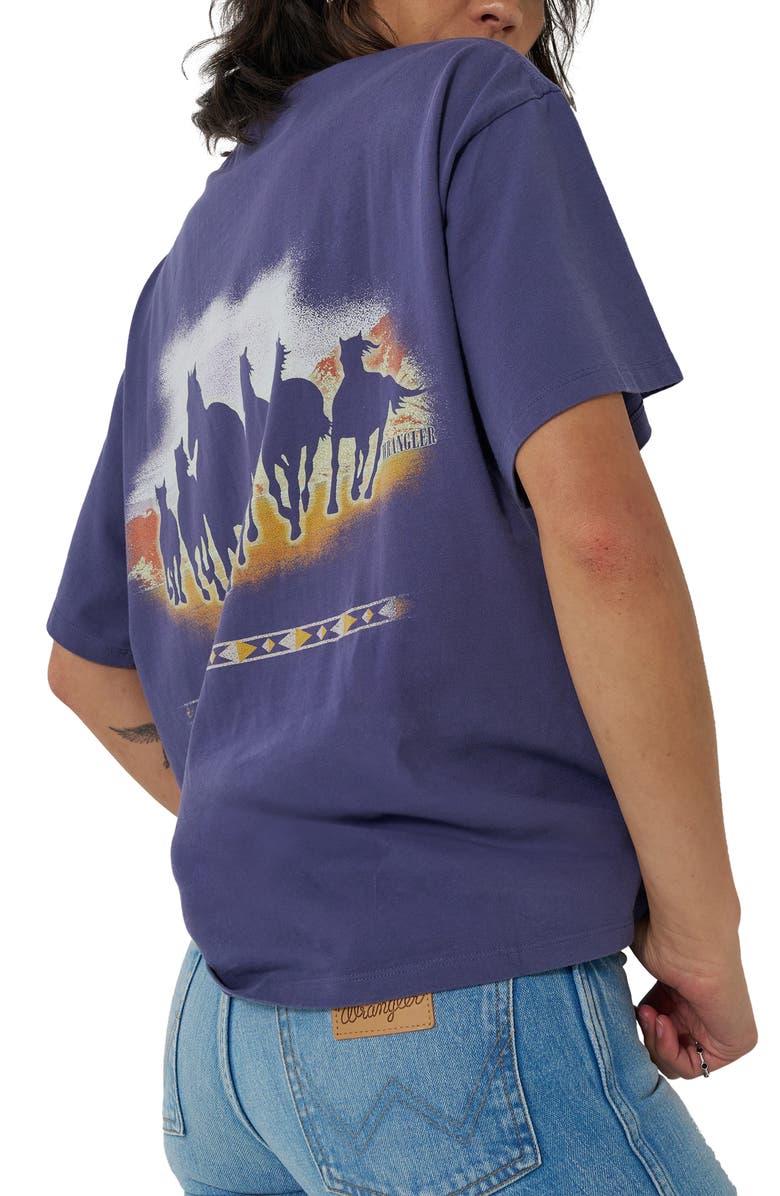 Wrangler Horses Oversize Cotton Graphic T-Shirt, Alternate, color, Astral Aura