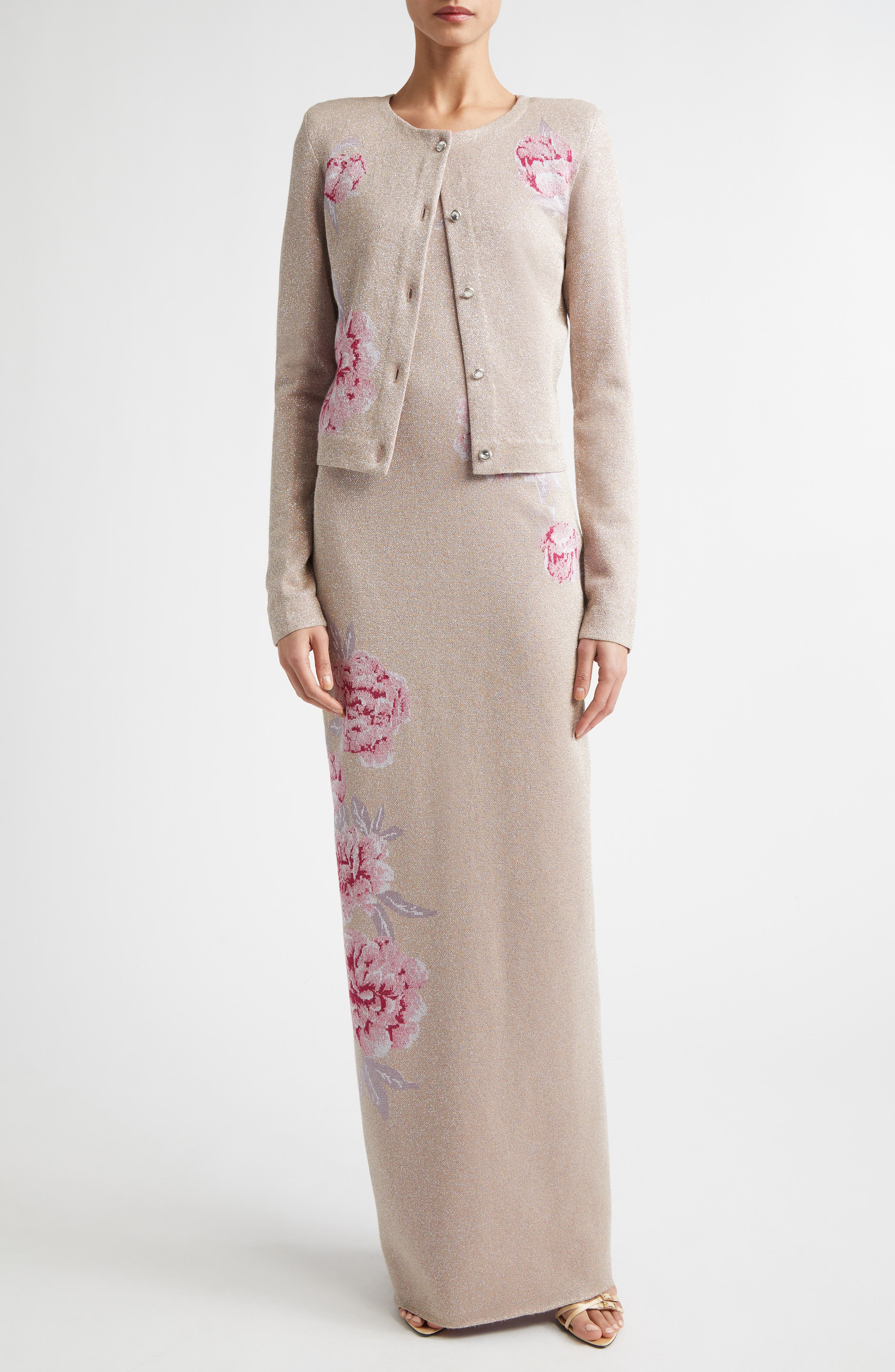 Peony Metallic Jacquard Sweater Dress - image 2