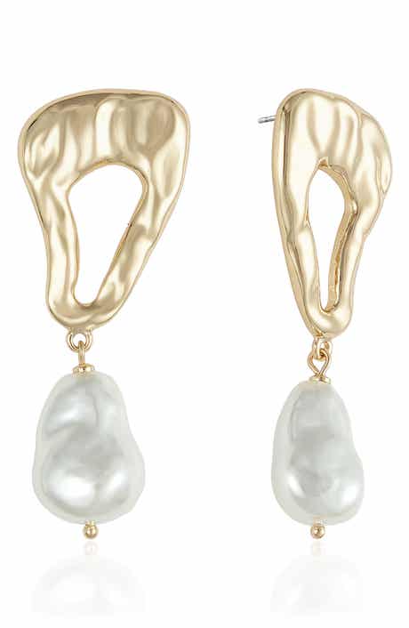 Abstract Imitation Pearl Drop Earrings