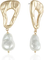 Ettika Abstract Imitation Pearl Drop Earrings