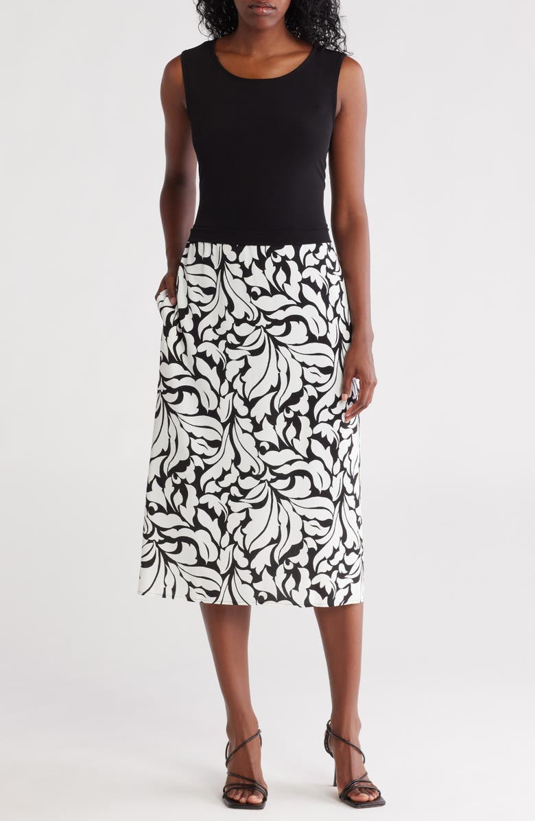 Connected Apparel Mixed Media Dress, Main, color, 