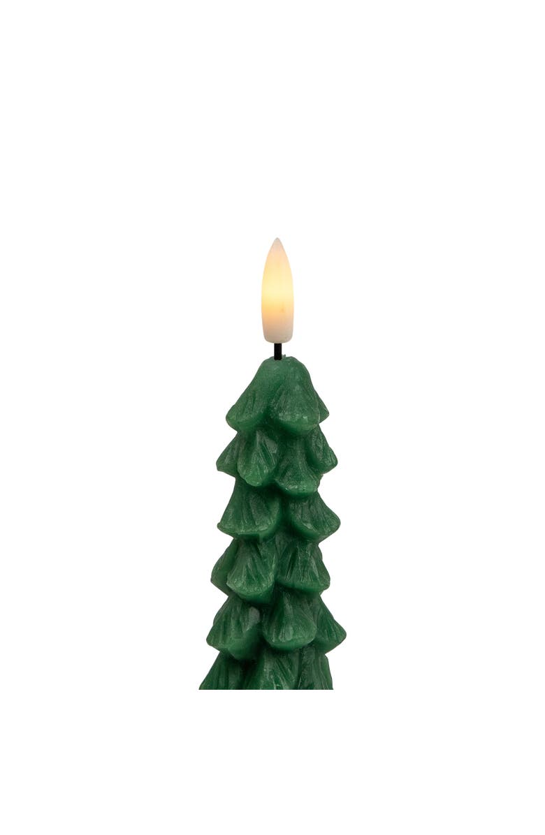 Northlight Flickering LED Flameless Wax Tapered Christmas Tree Candles - 9.75" - Green - Set of 2, Alternate, color, Green