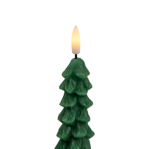 Northlight Flickering Led Flameless Wax Tapered Christmas Tree Candles In Green