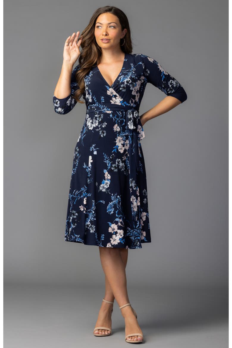 Signature Wrap Dress, Alternate, color, French Blue Garden