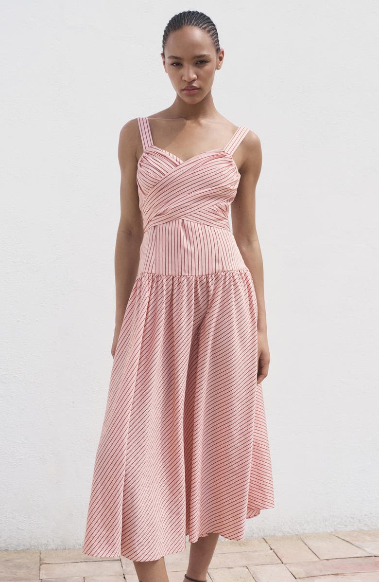 MANGO Stripe Crossover Dress, Alternate, color, Pink