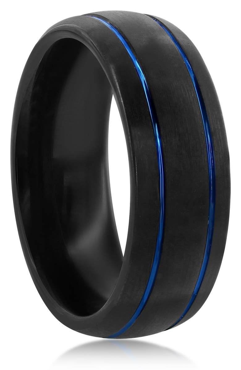 BLACKJACK Blue Striped Tungsten Eternity Band, Alternate, color,