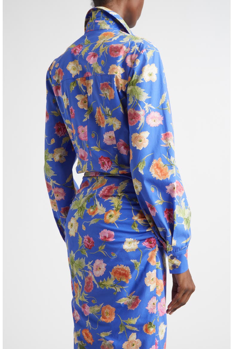 Poppy Print Button-Up Shirt, Alternate, color, BLUEBELL MULTI