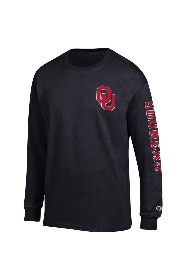 Men's Champion Black Oklahoma Sooners Team Stack Long Sleeve T-Shirt, Alternate, color, Black