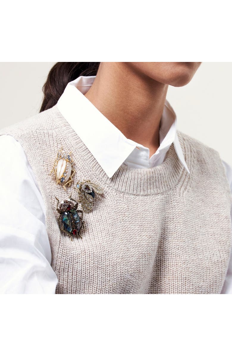 Bill Skinner Studio Bejewelled Moth Brooch, Alternate, color, Bejewelled Moth