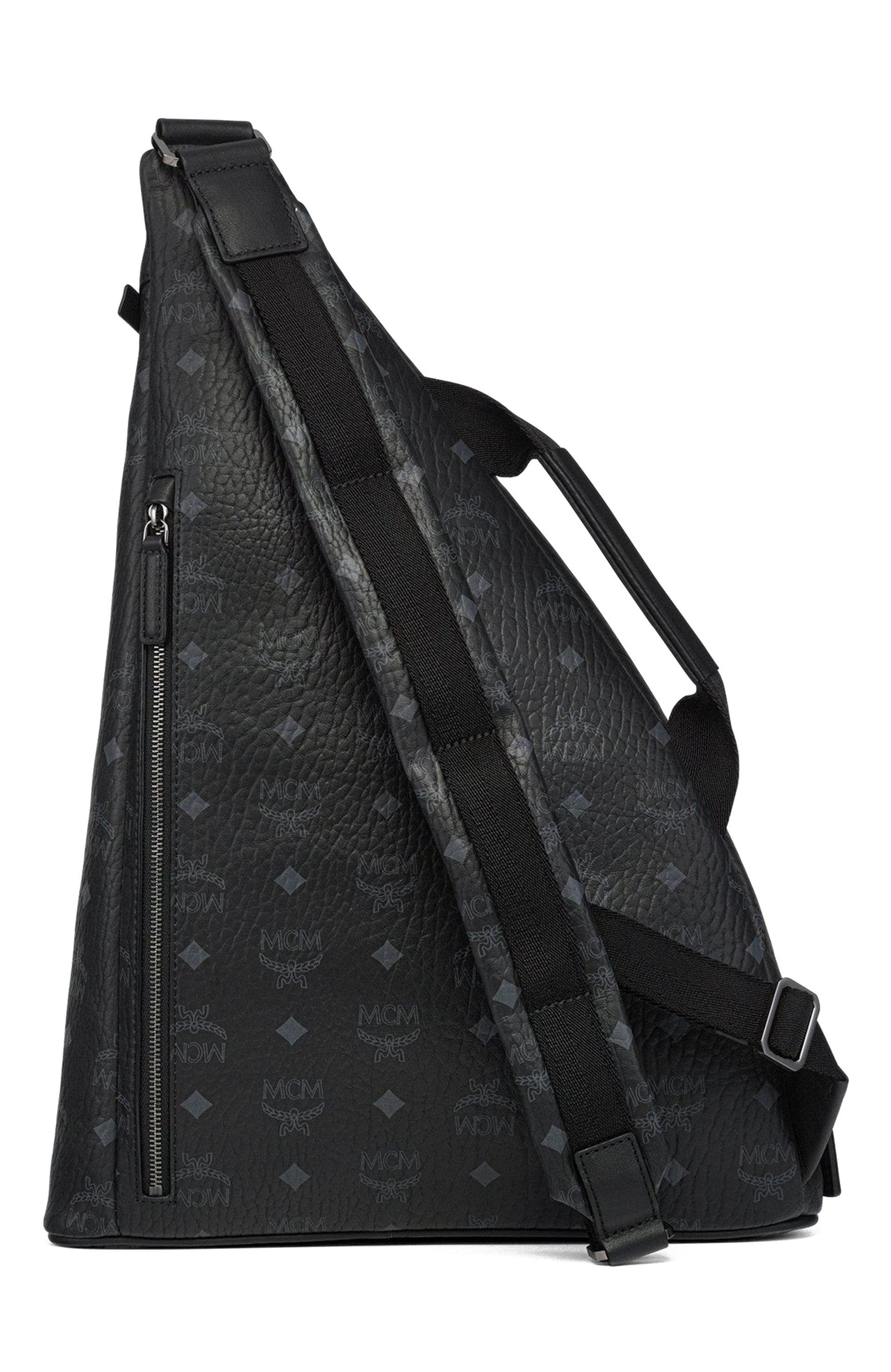 MCM Medium Aren Sling in Visetos, Alternate, color, Bk