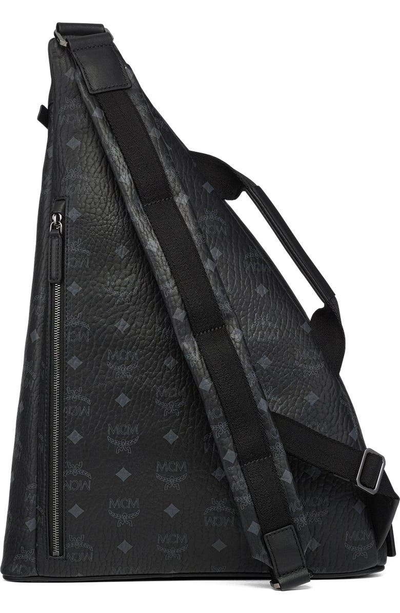 MCM Medium Aren Sling in Visetos, Alternate, color, Bk