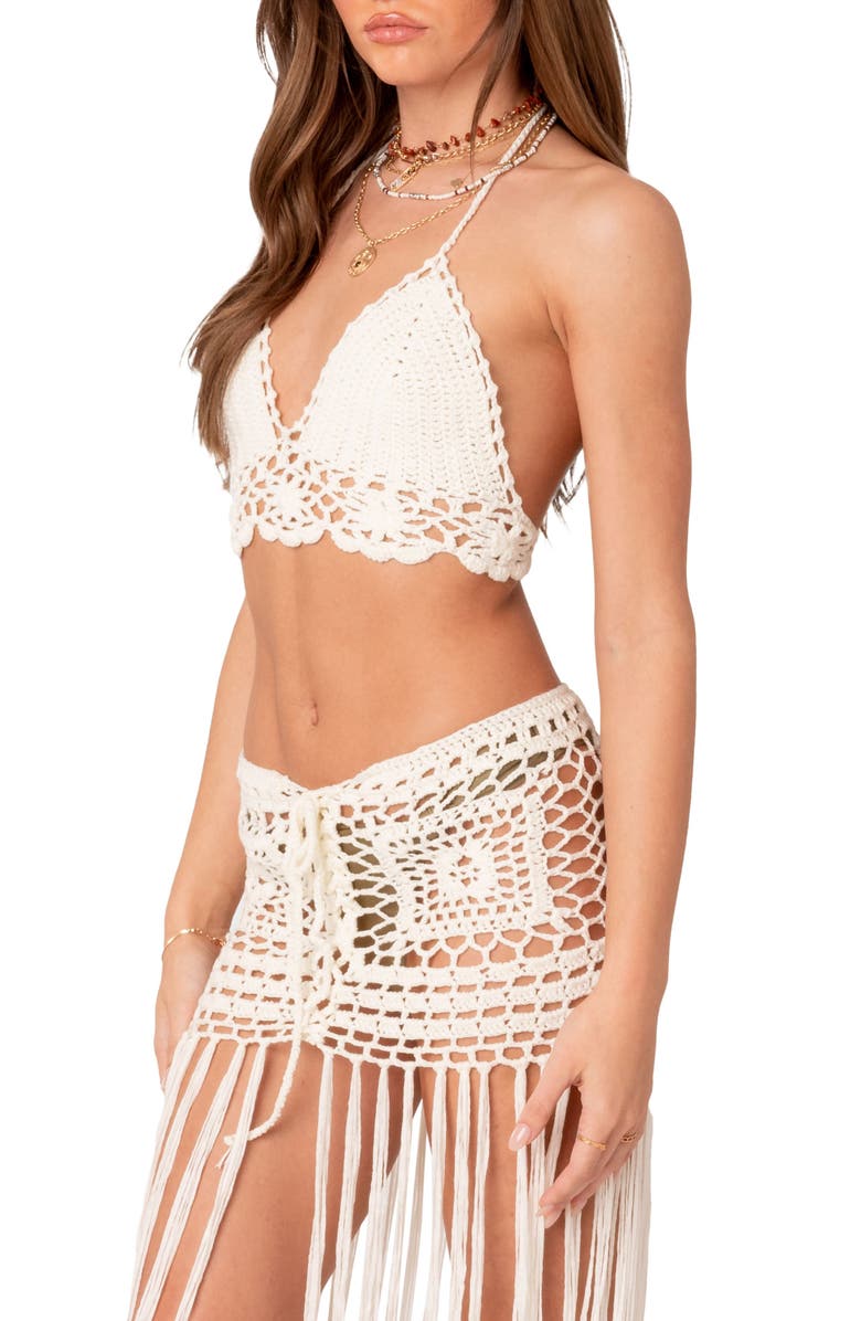 EDIKTED Lillee Crochet Cover-Up Bra Top, Alternate, color,