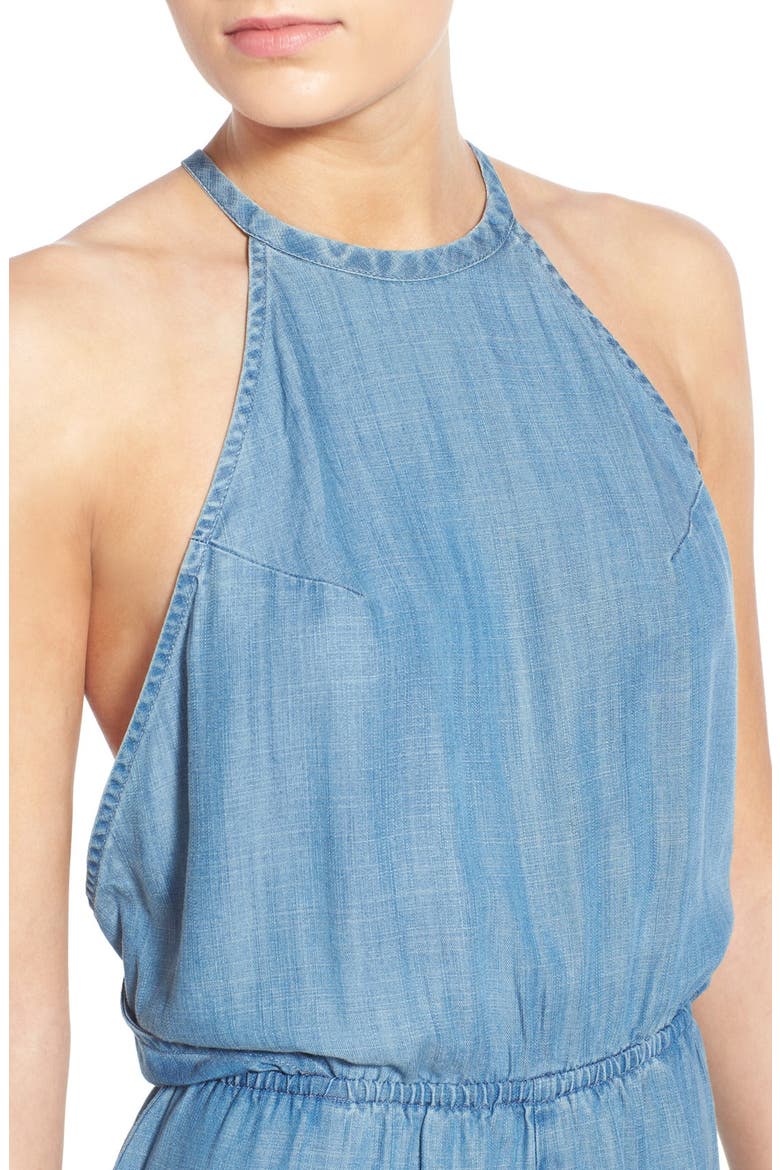 'Be About It' Halter Chambray Jumpsuit, Alternate, color, CHAMBRAY BLUE