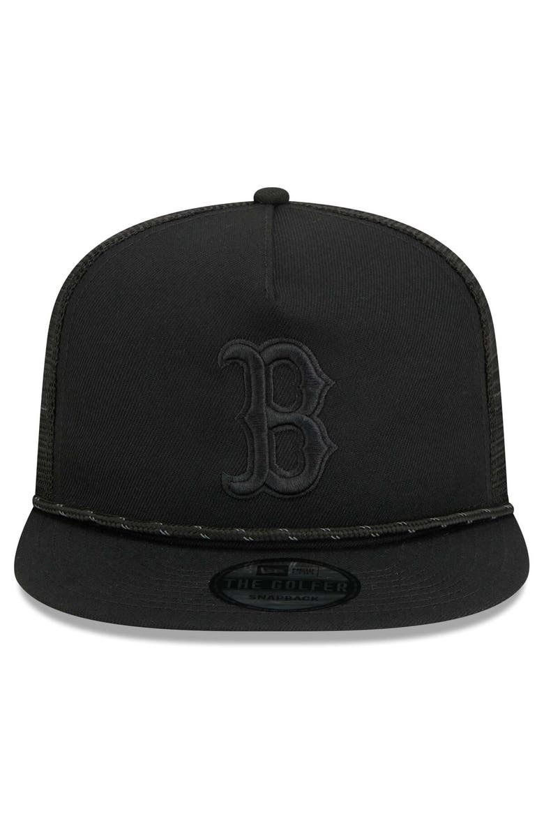 New Era Men's New Era Boston Red Sox Black on Black Meshback Golfer Snapback Hat, Alternate, color, 