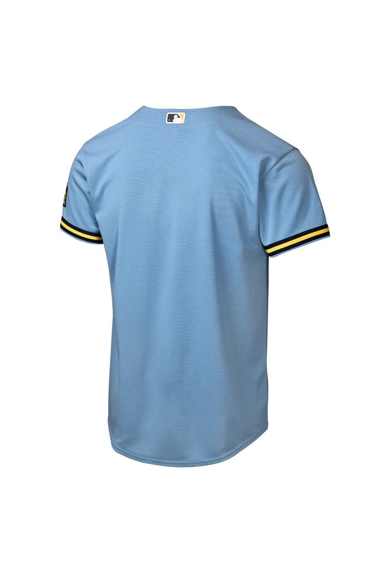 Youth Nike  Powder Blue Milwaukee Brewers Road Stadium Jersey, Alternate, color, Powder Blue