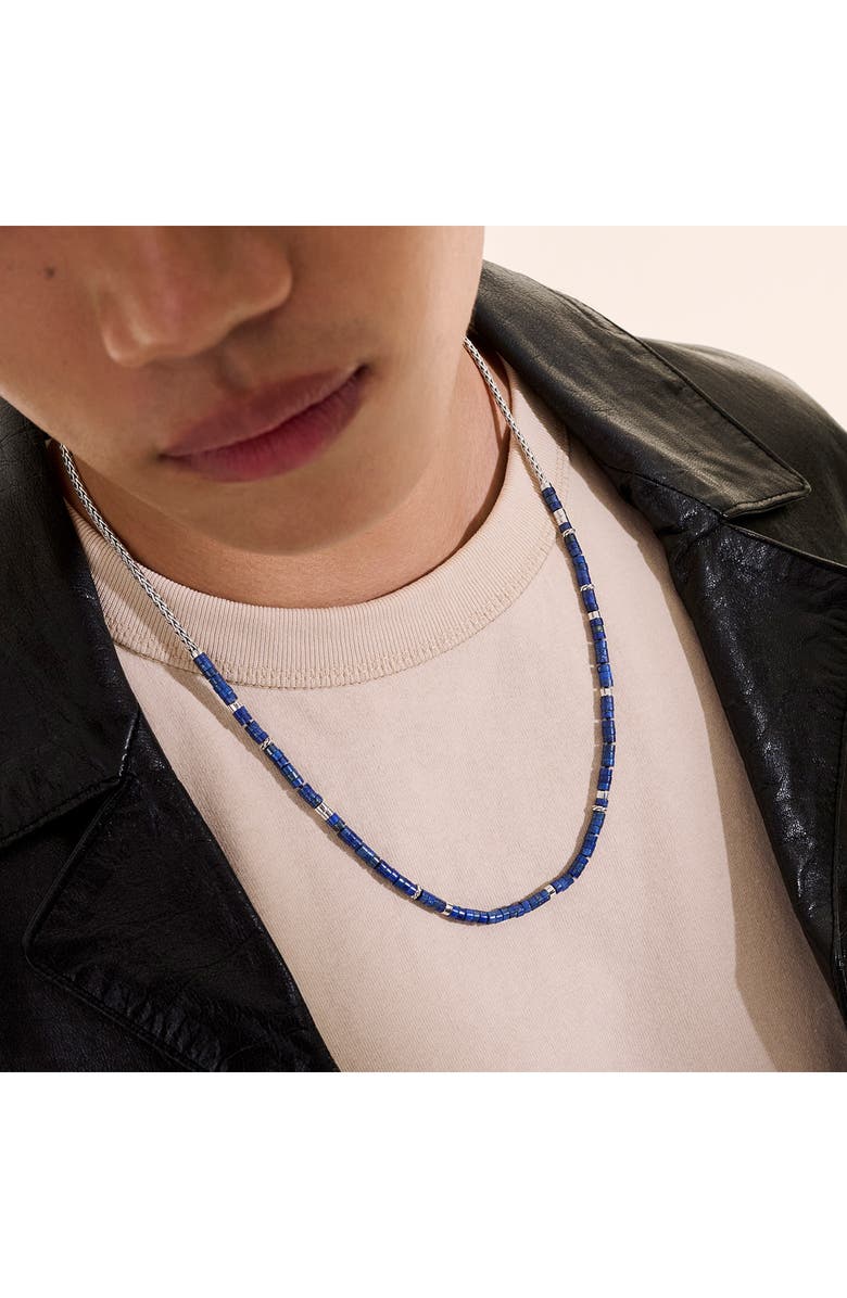 John Hardy Classic Chain Heishi Necklace, Alternate, color, Silver/ Blue