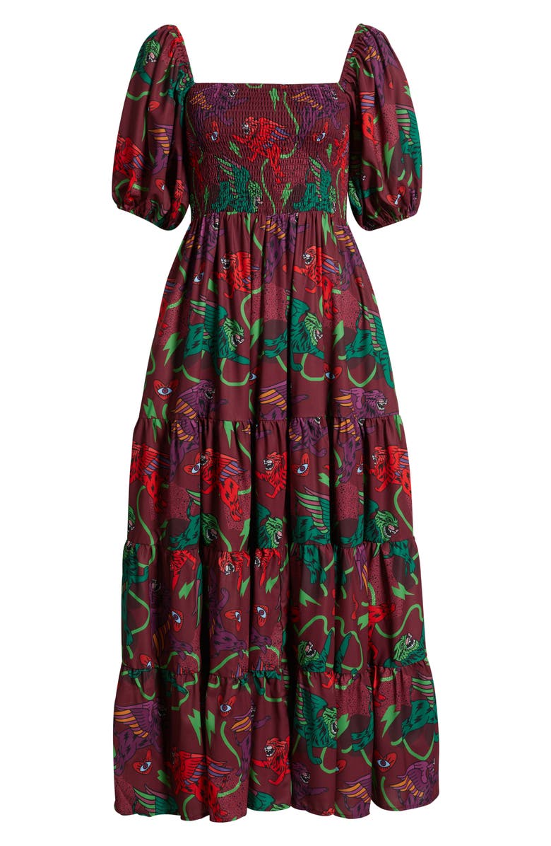 Dressed in Lala Summer Solstice Smock Bodice Tiered Dress, Alternate, color, Plum