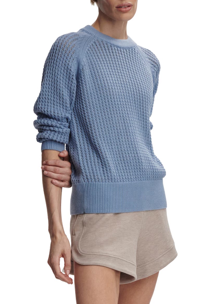 Clay Open Knit Sweater, Alternate, color, RAIN BLUE