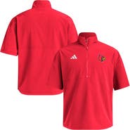 adidas Men's adidas  Red Louisville Cardinals Woven Quarter-Zip Short Sleeve Pullover