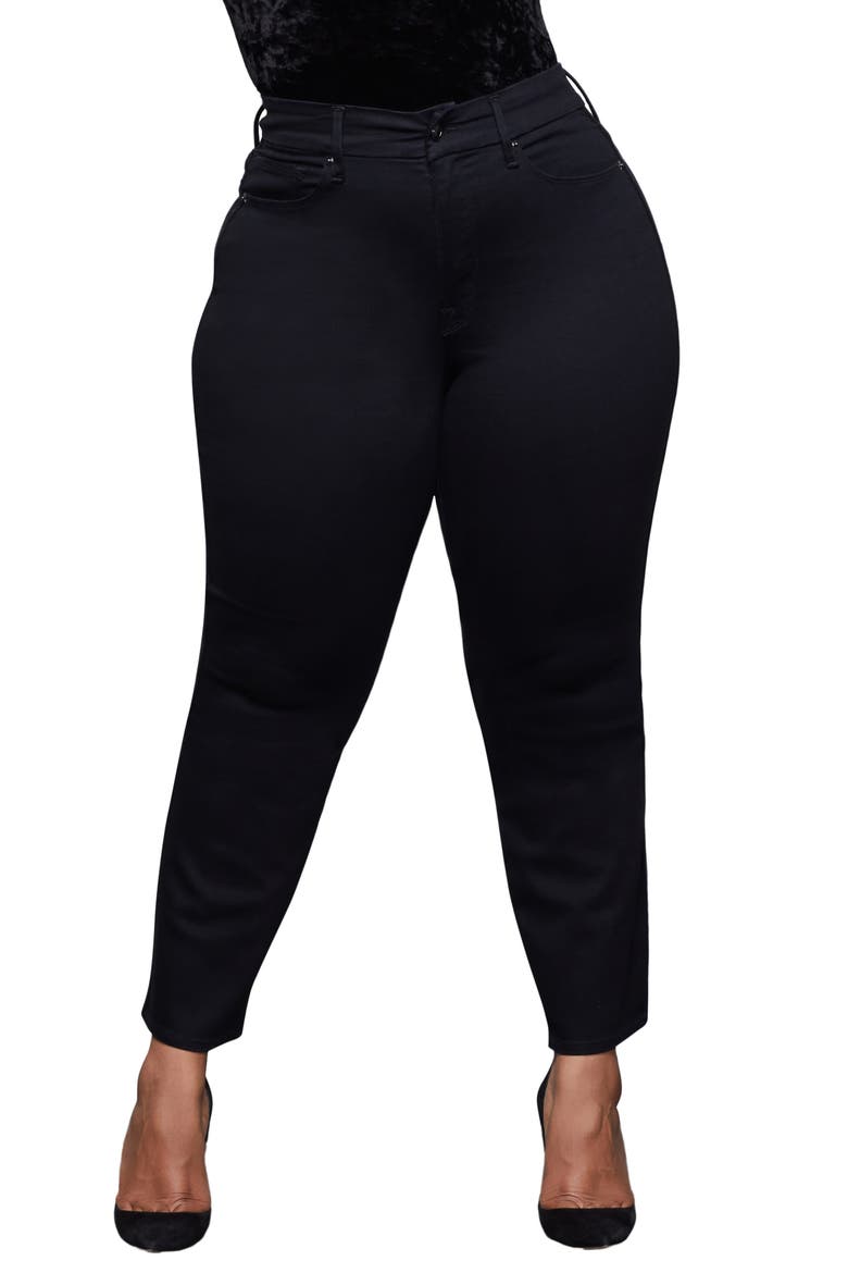 Good Straight Destroyed Hem Straight Leg Jeans, Alternate, color, BLACK078