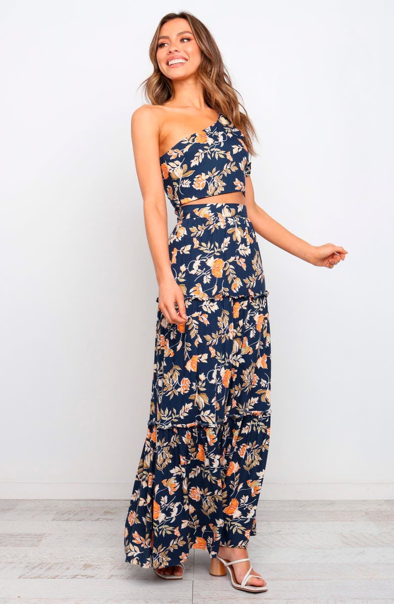 Petal & Pup Aimee One-Shoulder Crop Top, Alternate, color, Navy