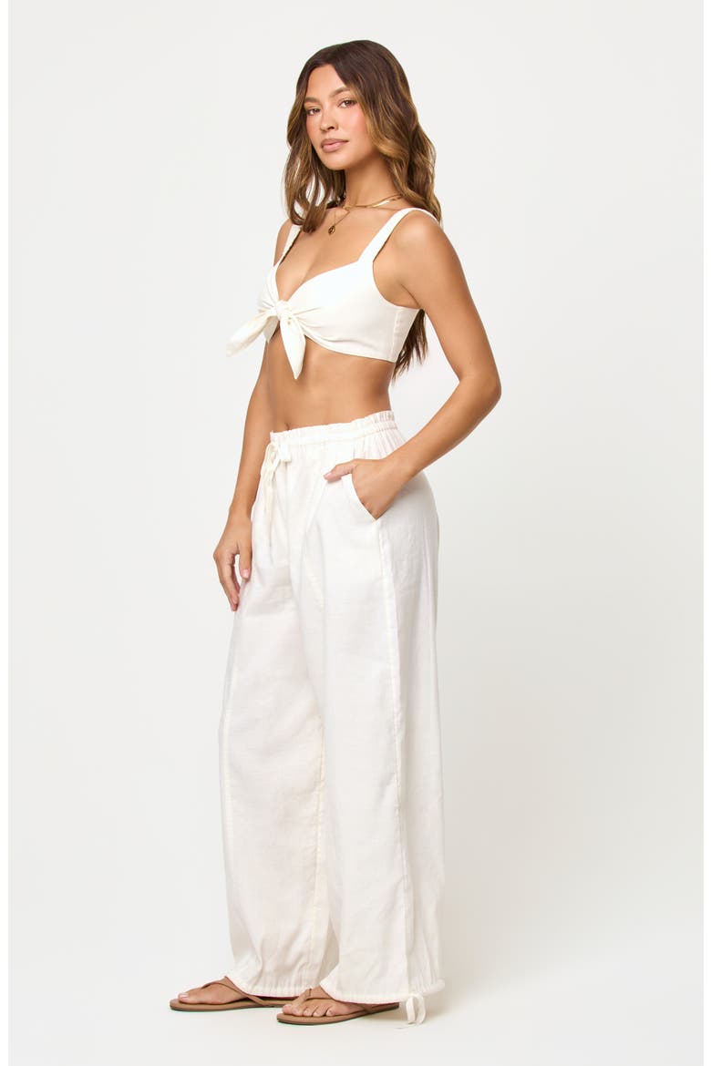 Ellis Wide Leg Linen & Cotton Cover-Up Pants, Alternate, color, CREAM