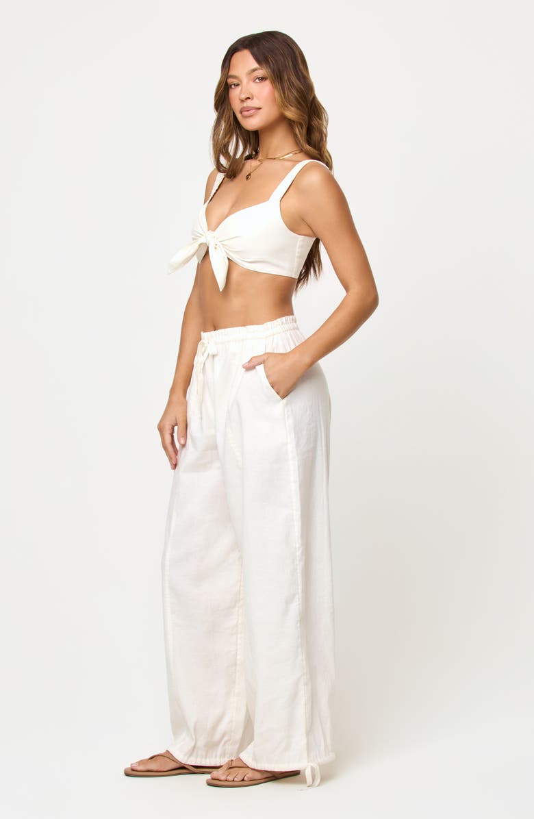 LSPACE Ellis Wide Leg Linen & Cotton Cover-Up Pants, Alternate, color, Cream
