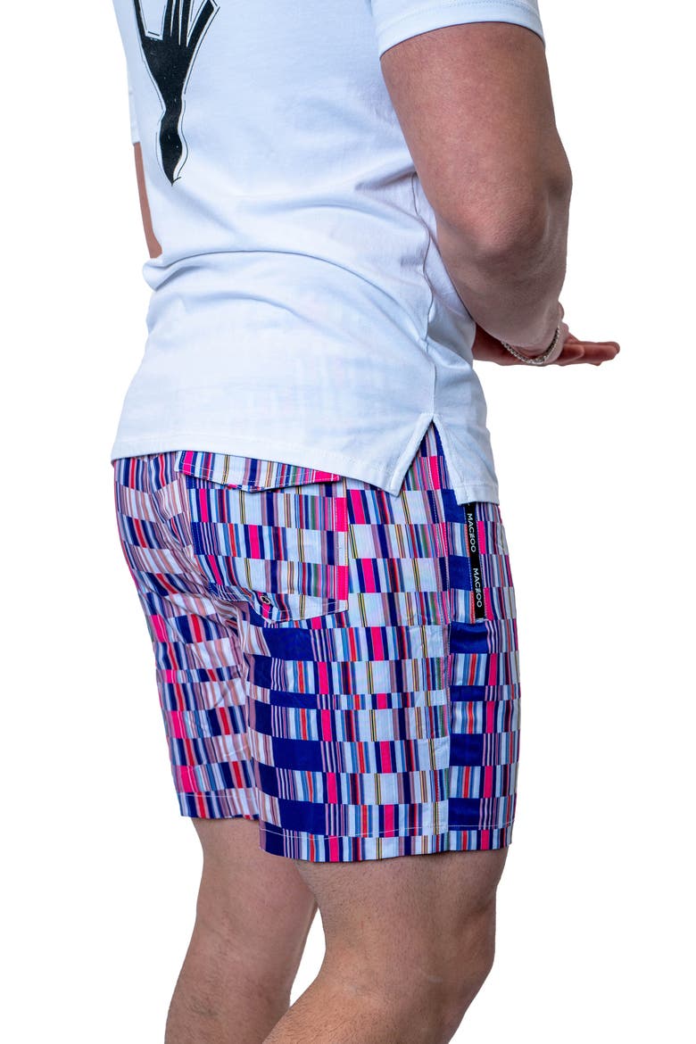 Swim Lion Bars Multi Swim Trunks, Alternate, color, PURPLE MULTI
