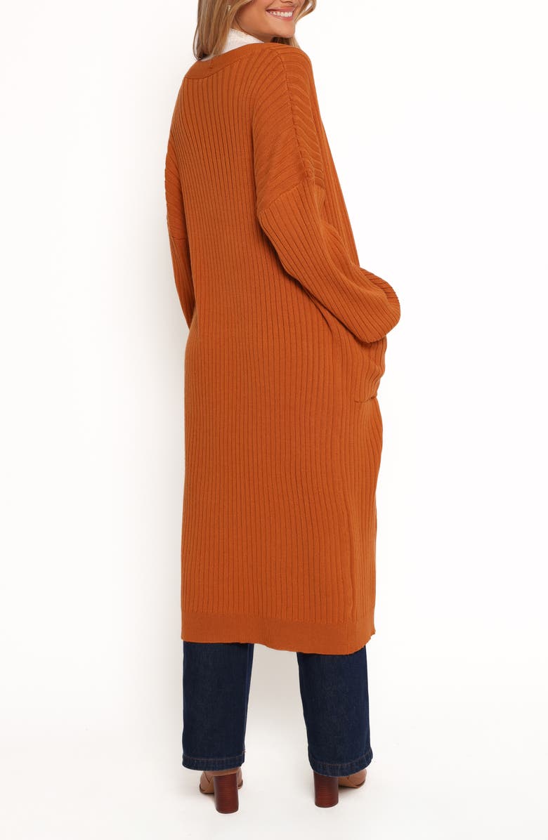 Petal & Pup Makenna Open Front Rib Longline Cardigan, Alternate, color, Rust