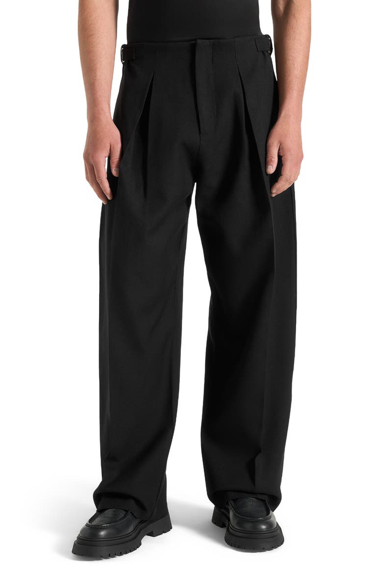 Manière De Voir Lior Box Pleat Wide Leg Trousers, Main, color, Black