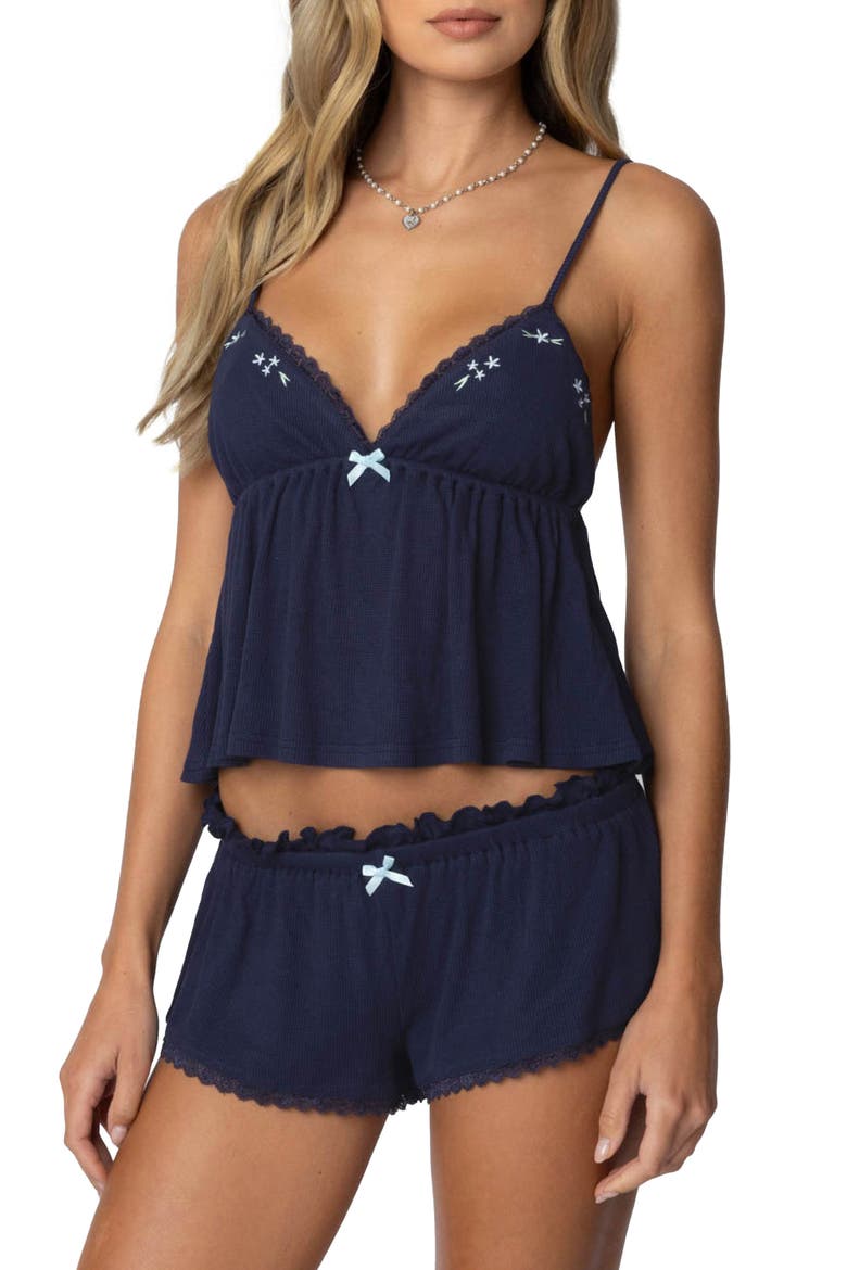 Dream Waffle Stitch Babydoll Camisole, Main, color, NAVY