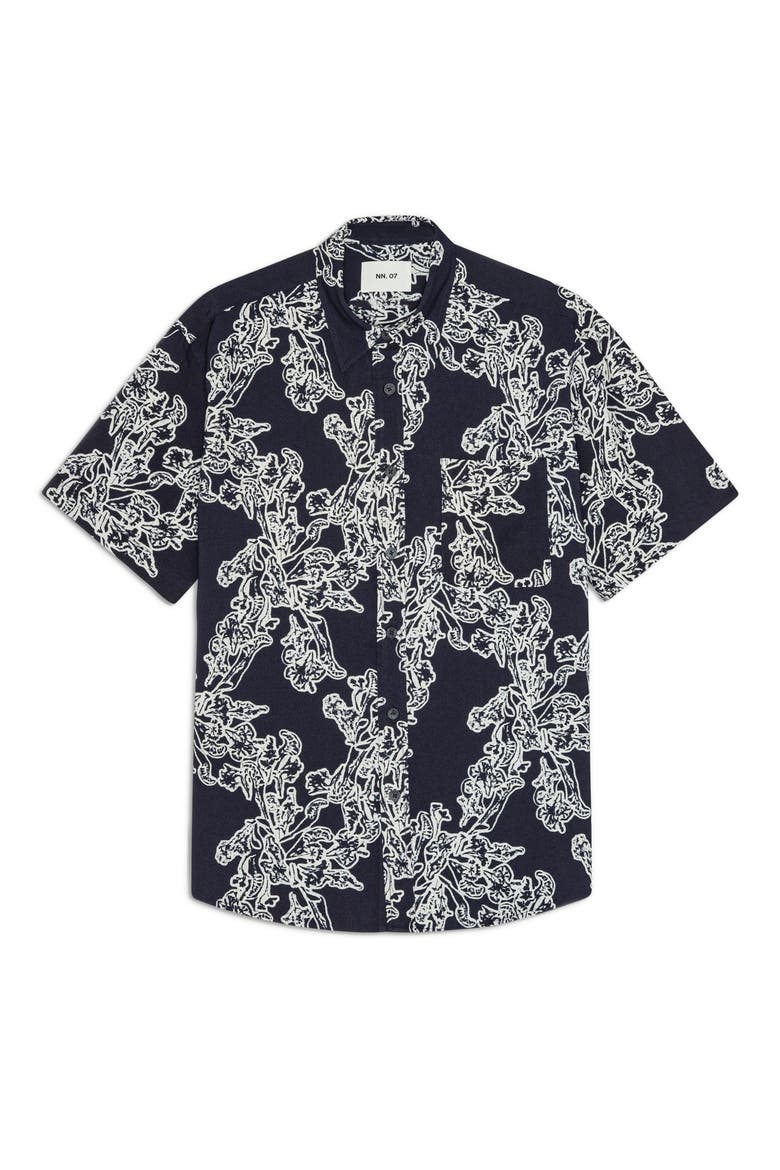 Deon 50055 Print Woven Shirt, Main, color, NAVY BLUE
