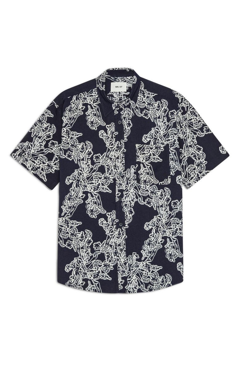 NN07 Deon 50055 Print Woven Shirt, Main, color, Navy Blue
