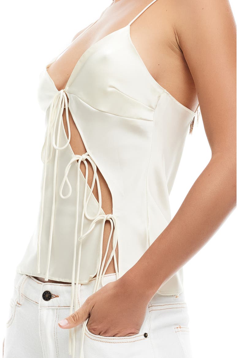Mariah Tie Closure Satin Camisole, Alternate, color, CORNSILK