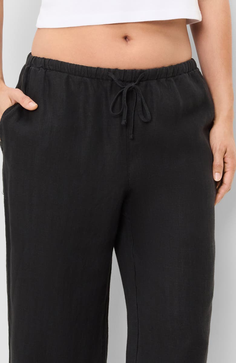 Michael Stars Tali Linen Blend Wide Leg Drawstring Pants, Alternate, color, Black