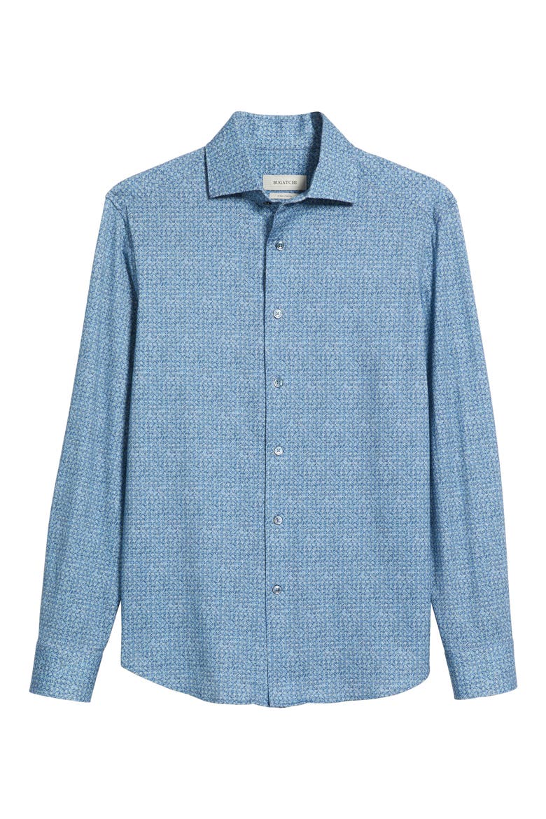 OoohCotton® Devon Abstract Print Button-Up Shirt, Alternate, color, COBALT