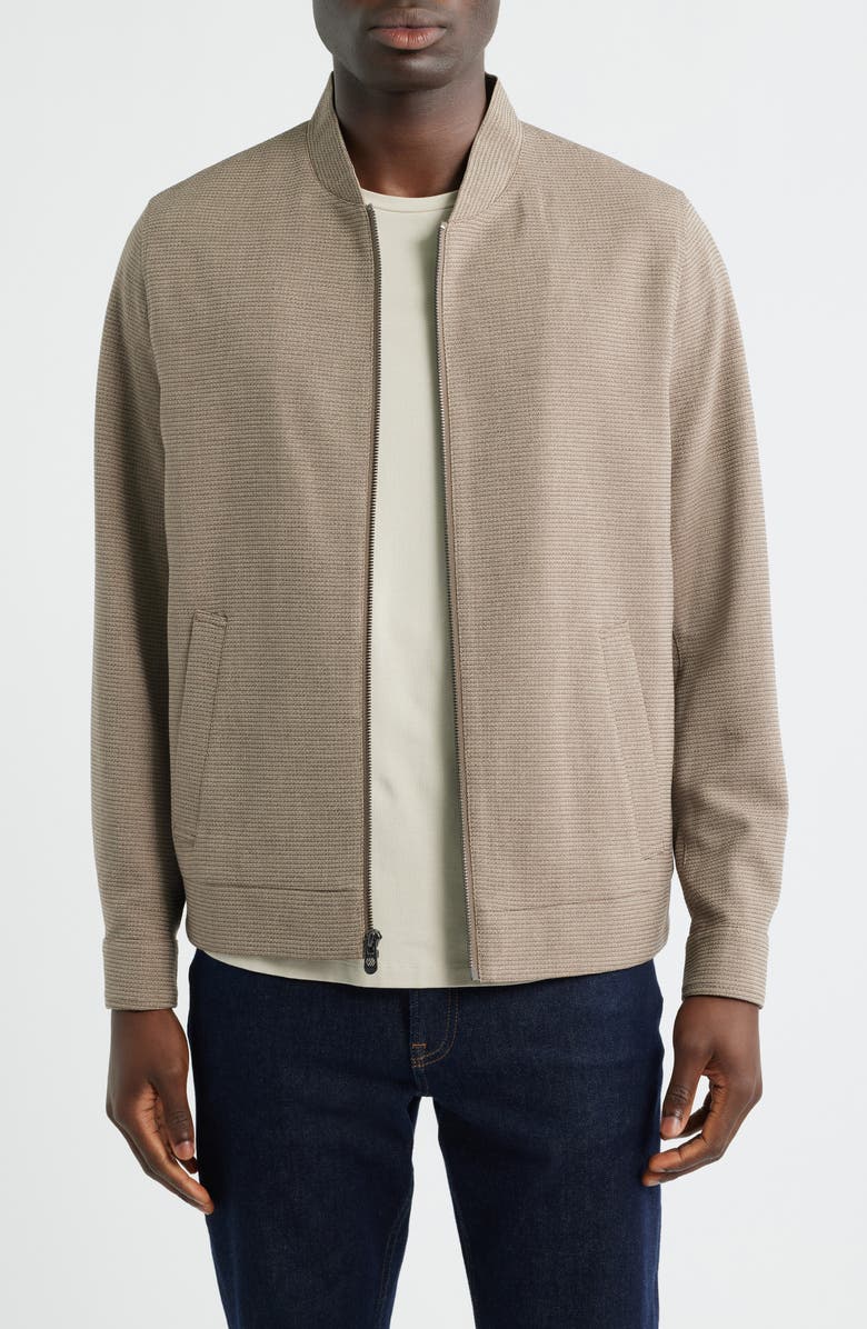 Johnston & Murphy Pattern Zip Jacket, Main, color, Brown