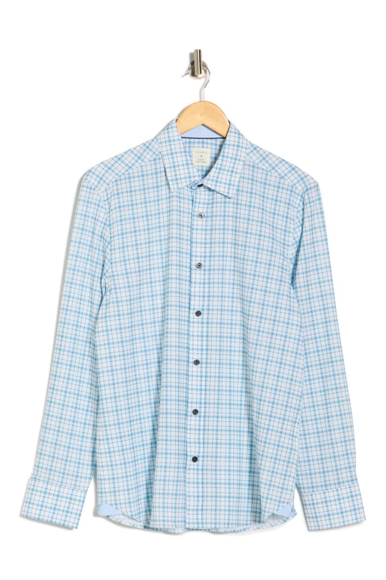 Slim Fit Plaid Stretch Button-Up Shirt, Alternate, color, NAVY/ GREEN