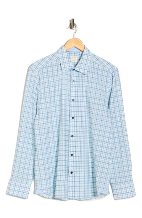 Slim Fit Plaid Stretch Button-Up Shirt