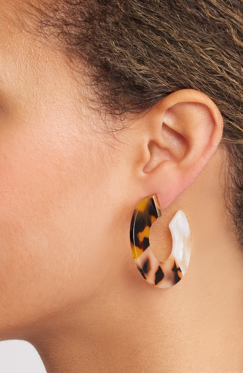 Nordstrom Wide Resin Hoop Earrings, Alternate, color, Tortoise- Gold