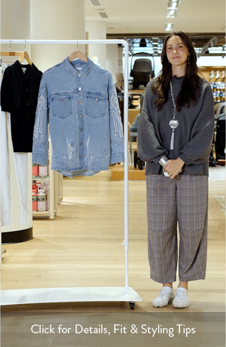 Floral Embroidered Denim Shirt Jacket, sales video thumbnail