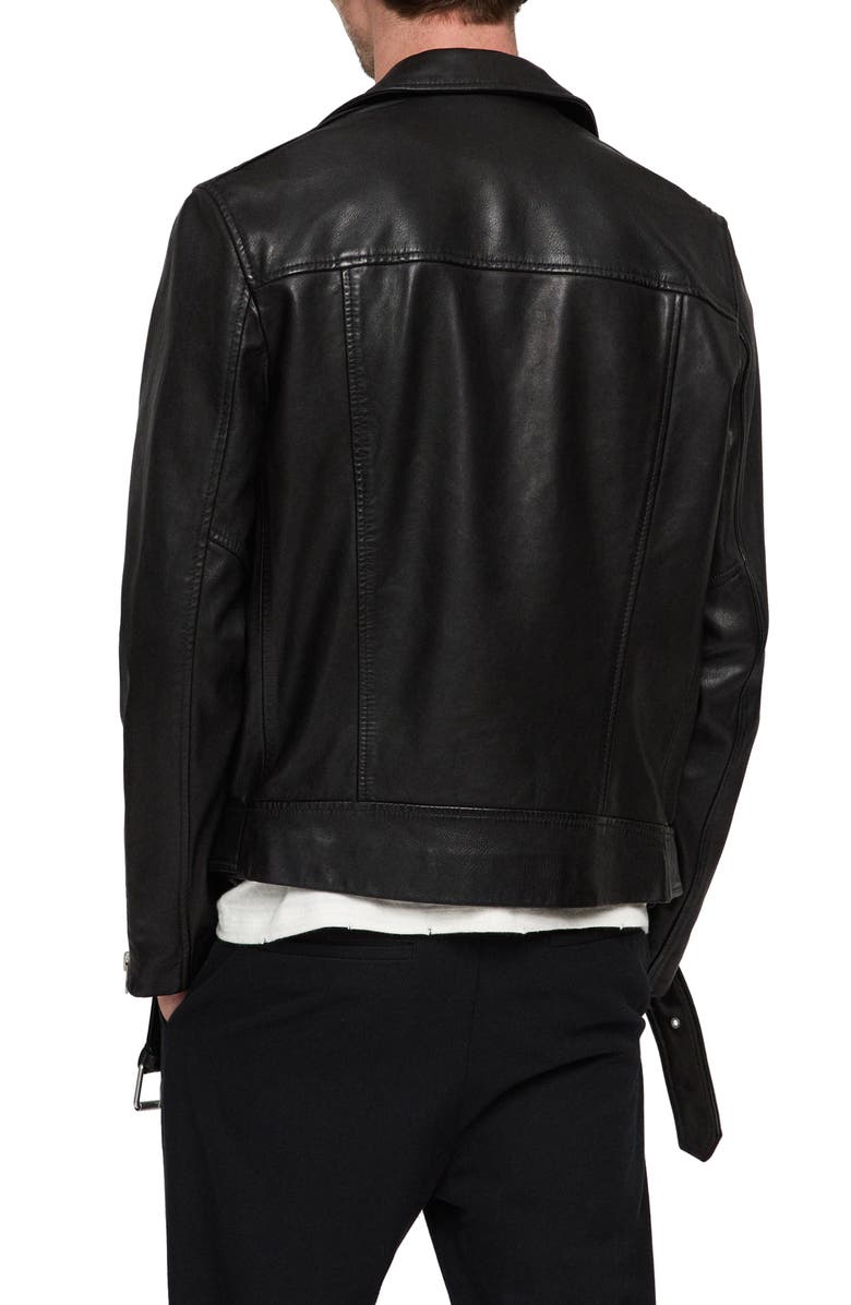 AllSaints Wick Slim Fit Leather Biker Jacket, Alternate, color,