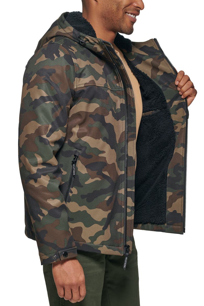 Faux Shearling Lined Softshell Jacket, Alternate, color, CAMOUFLAGE